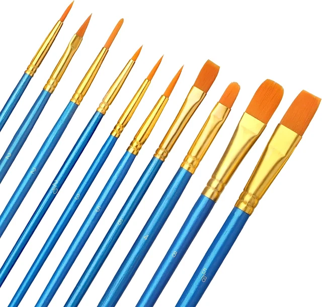 Set di Pennelli Acrilici per Acquerelli ad Olio Bambini 10 Pezzi