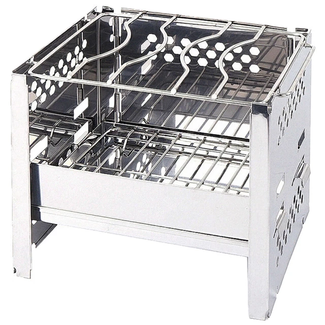 Griglia Portatile Pieghevole Per Barbecue E Campeggio In Acciaio Inox - Braciere Da Viaggio Con Borsa