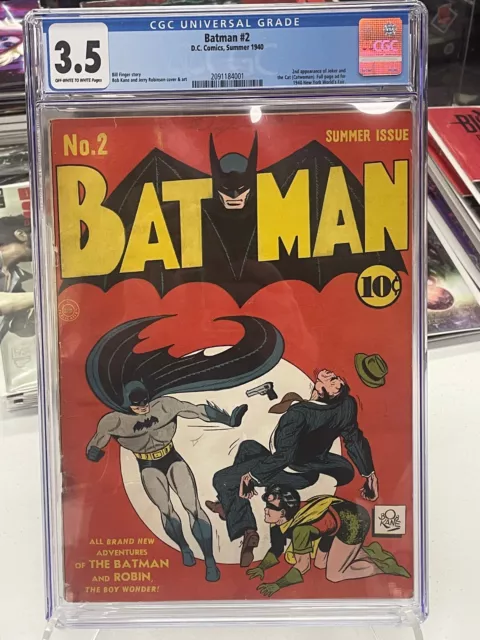 Batman #2 Cgc 3.5 —  2Nd App Joker & Catwoman — Off White 1940 — Never Pressed!!
