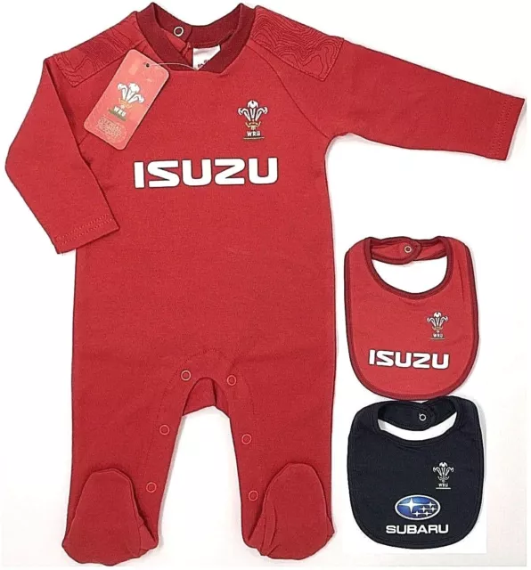 Wales Wru Rugby Kit Babies Pram Sleep Suit Baby Rugby Grow Body Romper