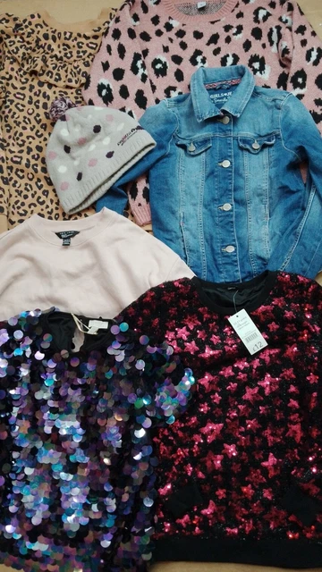 Pacchetto Abbigliamento Ragazza 10-11 Anni Maglione Giacca Denim Cappello C&A Nuovo Look TU F&F