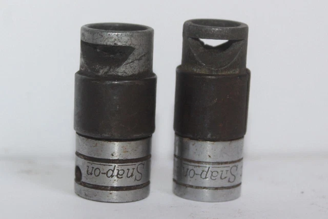 2pc Lot Vintage Snap On 3/8" Dr Spring Loaded Oil Pan Socket(s) F-21 & F-21-N