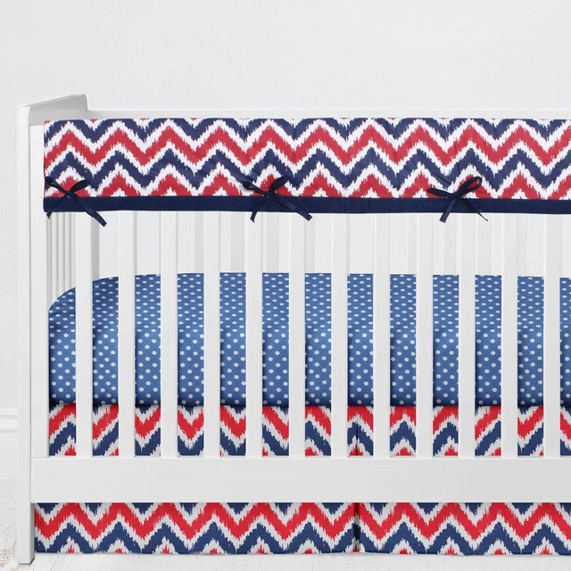 4-Piece Crib Bumper Pad/Crib Rail Guard Covers Cotton Breathable with Safety Pad