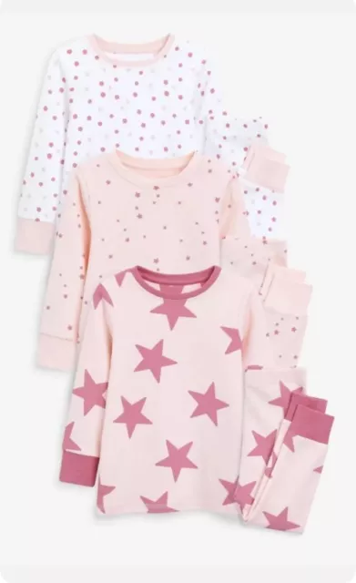 Next Girls 3 Pack Pink snuggle Pyjamas Age 4 Years Long Sleeve BNWT