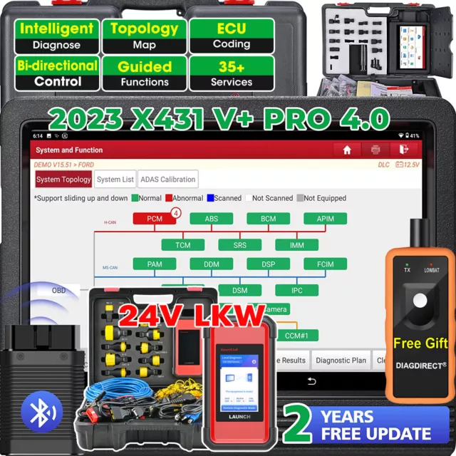 LAUNCH X431 PRO3S+ SmartLink HD3 OBD2 Diagnosegerät 24V LKW PKW für Daf & Iveco