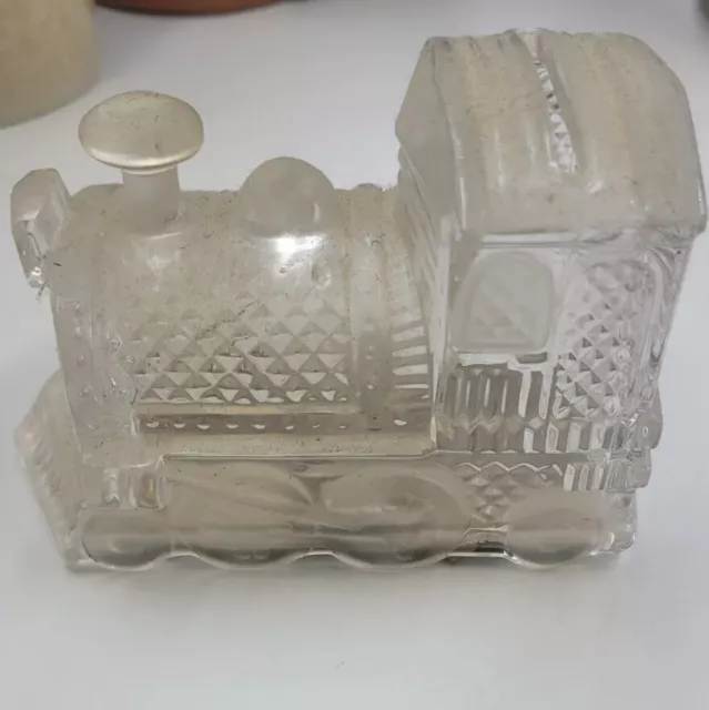 Vintage Godinger Locomotive Train Crystal Legend Coin Bank with Key Germany