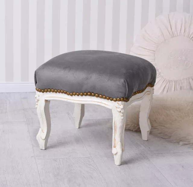 Stool Ottoman Grey Sitting Stool Bench Footrest Baroque Padded Bench Antique