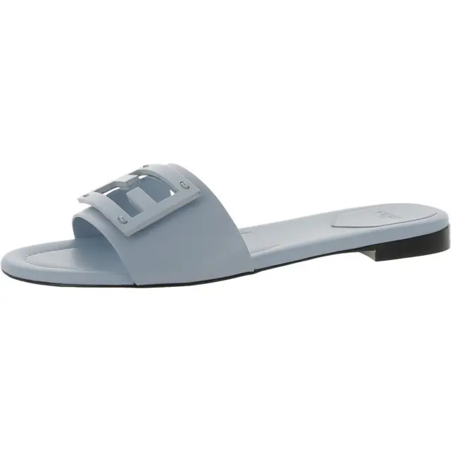 Fendi Womens Baguette Blue Logo Slide Sandals Shoes 39.5 Medium (B,M) BHFO 5548