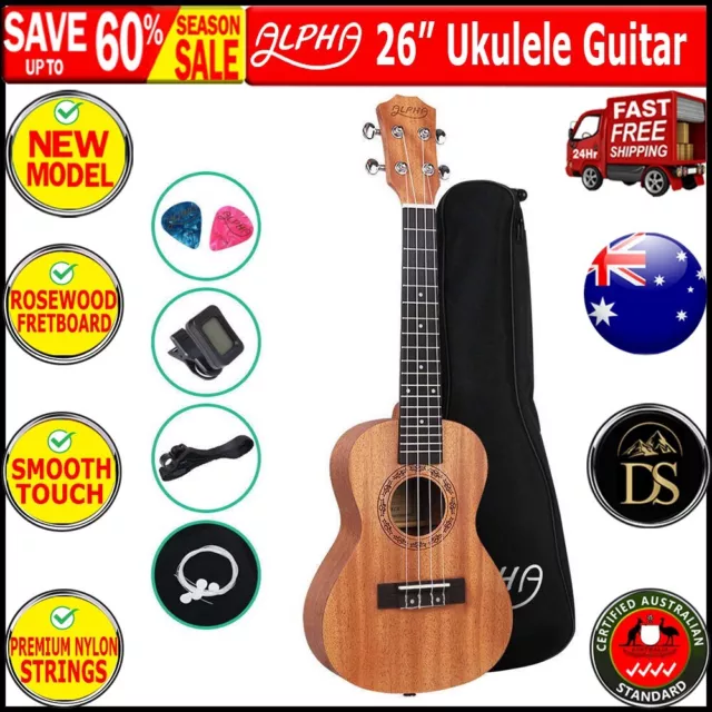 ALPHA 26 Inch Tenor Ukulele Mahogany Ukeleles Uke Hawaii Guitar New Design AUS