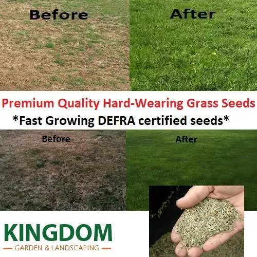 Grass Seed Hard Wearing Lawn Seeds Premium Tough Fast Growing Defra Certified