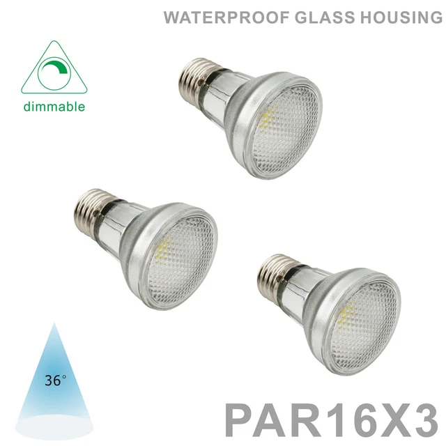 3 pcs Led Lamp Bulb PAR16 7W 110V 230V E26 E27 Dimmable Waterproof Narrow Beam