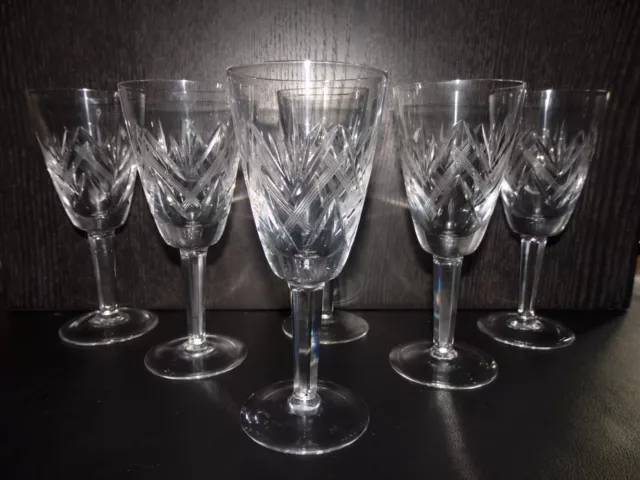 Service 6 Verres A Vin Cristal Anciens St Louis Baccarat Val St Lambert Tailles