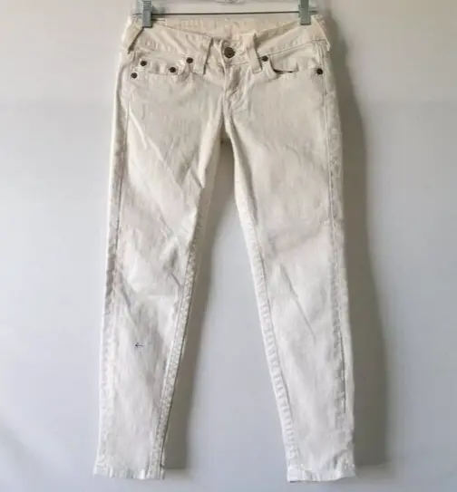 True Religion Brand Jeans Womens Off White Low Rise Denim Skinny Jeans Size 29