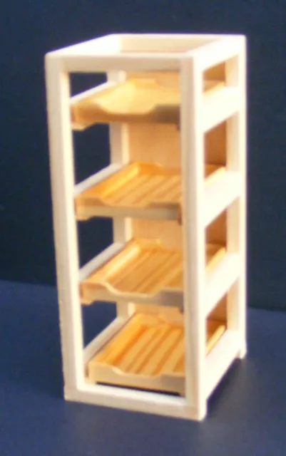 Natürliche Ausführung Holz Bäcker Rack Mit 4 BK3 Schalen Tumdee 1:12 Skala Haus