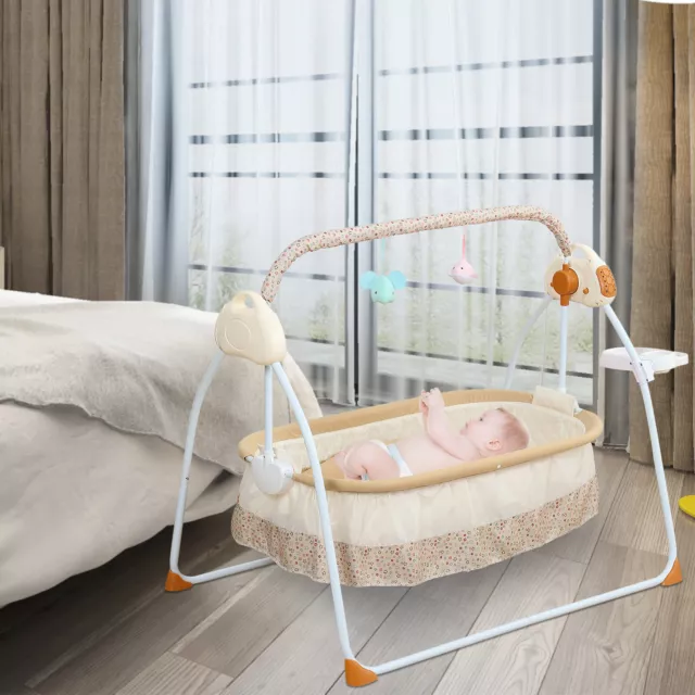 Electric Intelligent Cradle Baby Crib Rocker Bed Newborn Automatic Bluetooth+Mat