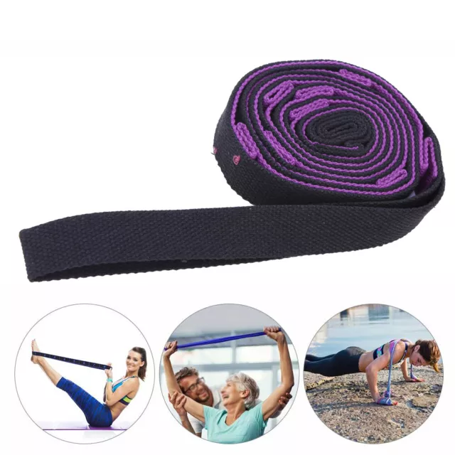 (Purple+black)Yoga Stretch Belt Multi Purpose Yoga Stretch Exercise Strap For