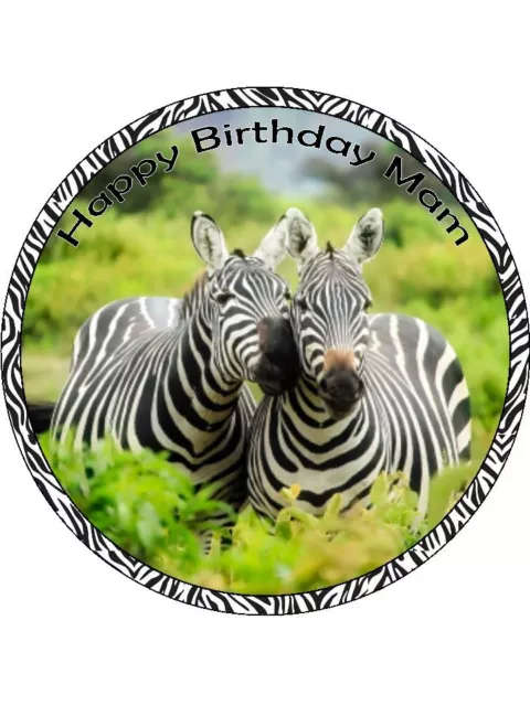 Zebra animal print wild Personalised custom Edible Cake Topper Wafer Icing