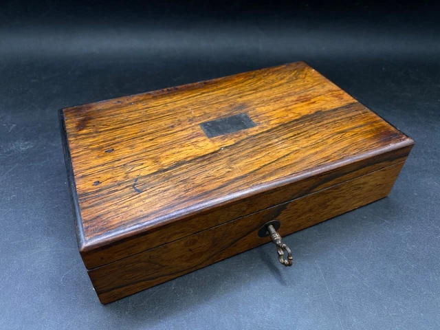 Caja de palo de rosa con llaves baratijas 7"" x 4"" x 2"" compartimiento de tapa secreta