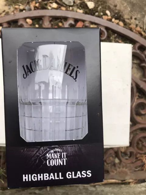 Jack Daniels Glass Highball Glass Brand New Heavy Boxed Man cave  A