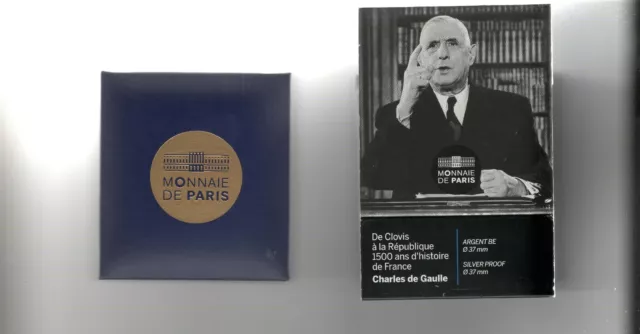 Coffret Monnaie de Paris Pièce 10€ Argent BE Ch De Gaulle 2015