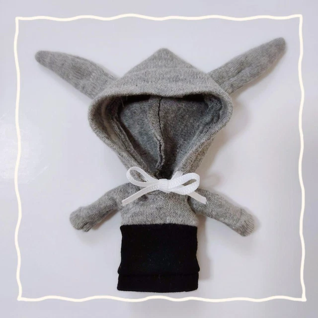 Nendoroid Doll Clothes Bunny Ears Hoodie Gray Black