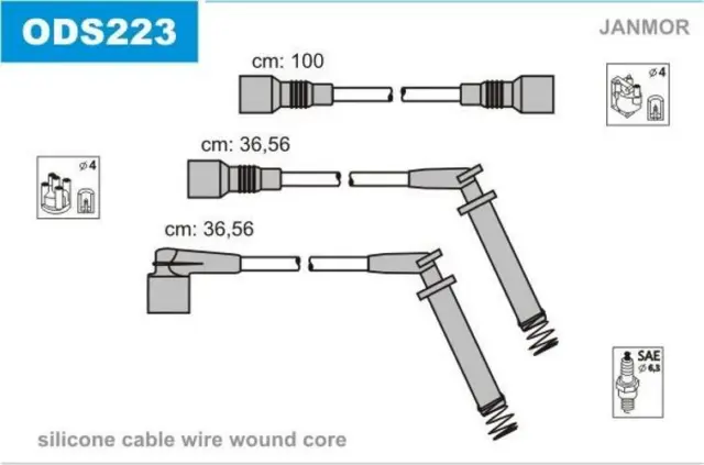 JANMOR Kit de câbles d'allumage Jeu De Câbles d'Allumage ODS223 100 Silicone 7
