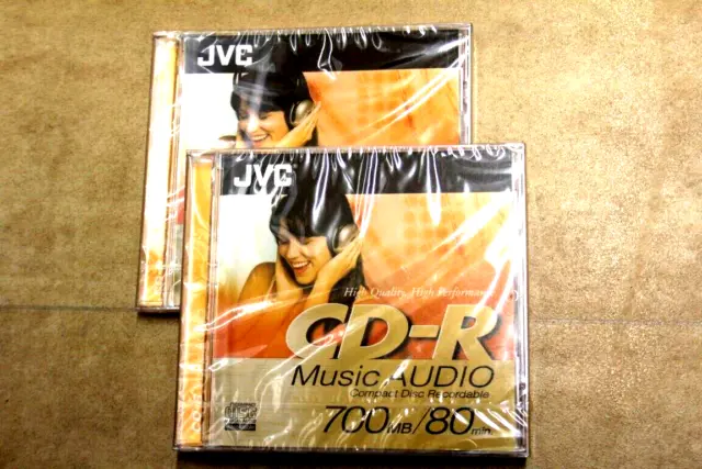 NEW & Sealed JVC CD-R CD-RA80DE 80min Music Audio Blank Recordable Disc CDR x2