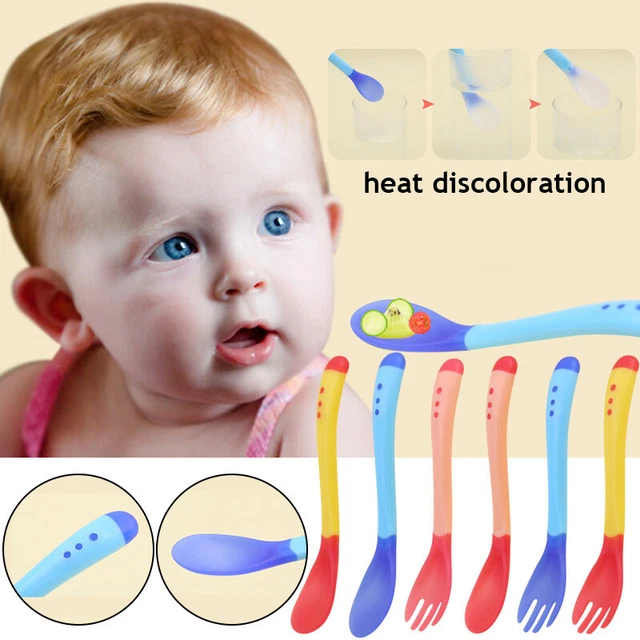 Bambino Alimentazione Cucchiaio Temperatura Rilevamento Tavola Forcella IN Testa