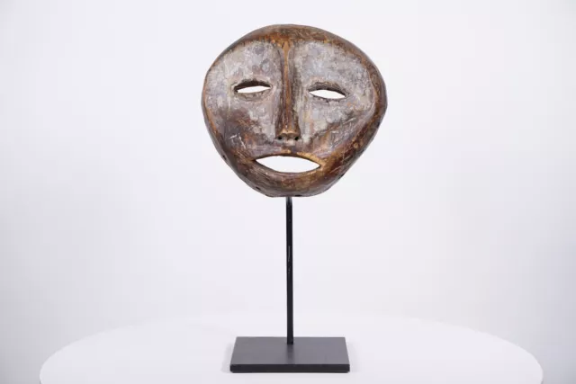 Wide Lega Mask with Custom Stand 16"- DR Congo - African Art