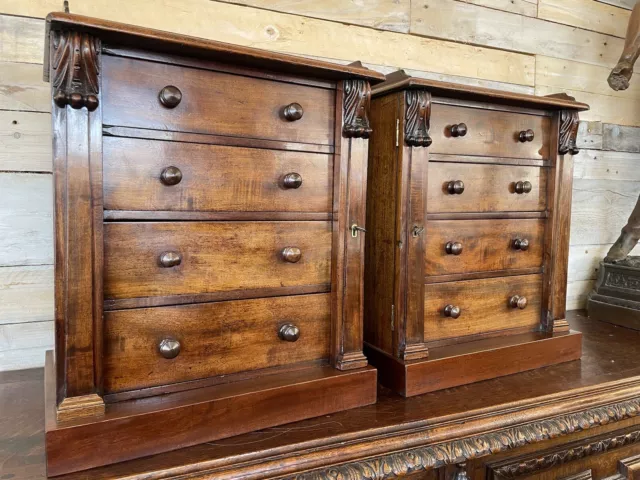 Pair Of Wellington Mahogany Collectors Apprentice Chest Drawers . Free Delivery
