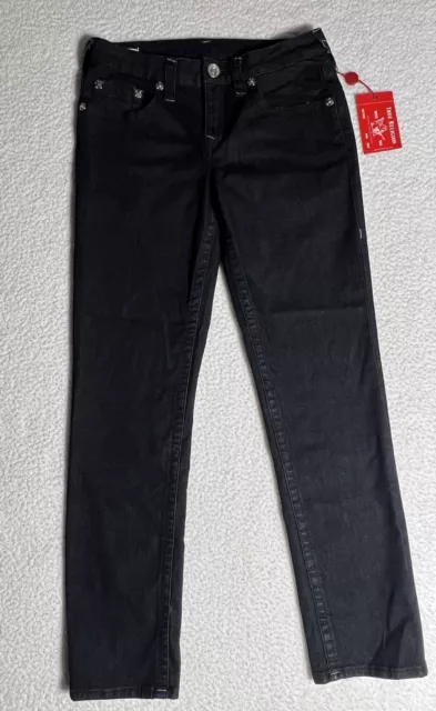 NWT True Religion Geno Jeans Men’s 14 28x28 Black Denim Relaxed Slim Fit NEW