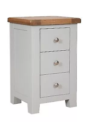 Dorset Oak Bedside Table Solid 3 Drawer Pine in Painted French Grey