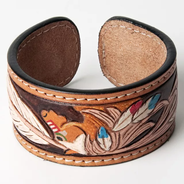 AD American Darling ADBRF154 Hand tooled carved Genuine Leather Bracelet women