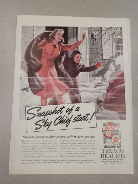 VTG 1940 Orig Magazine Ad TEXACO Gas Snapshot Of A Sky Chief Start