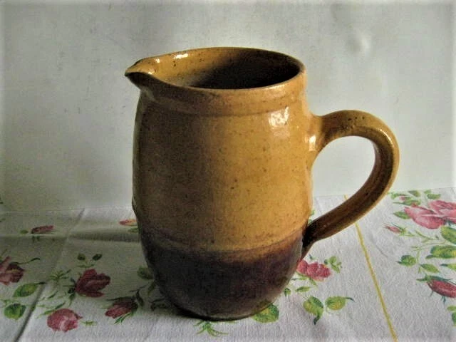 ancien pot à eau/ ou à lait en terre cuite vernissée - 0,875 L