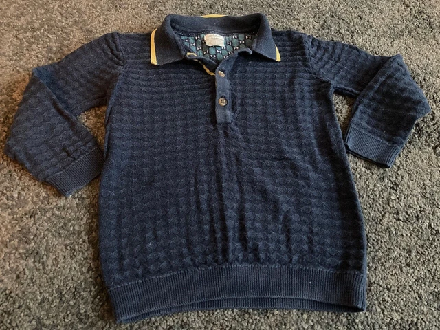 Amazing Mamas and Papas marineblau Waffel Textur Pullover Größe 2-3 Jahre