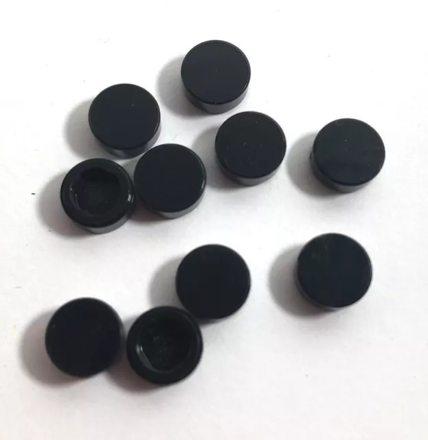 10 x LEGO 1x1 Piastrelle Rotonde - Parte 35380, 35381, 98138 - Nero, ottime condizioni