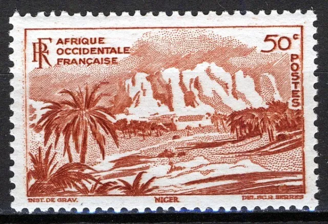 French AOF 1947, 50c Landscape Niger MNH, Yv 27