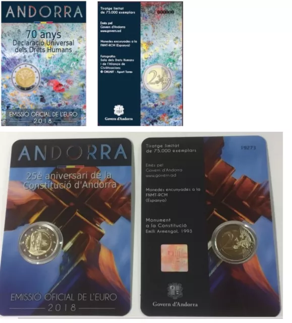 2 * 2 Euro Sondermünze Andorra 2018 : Menschenrechte und Verfassung