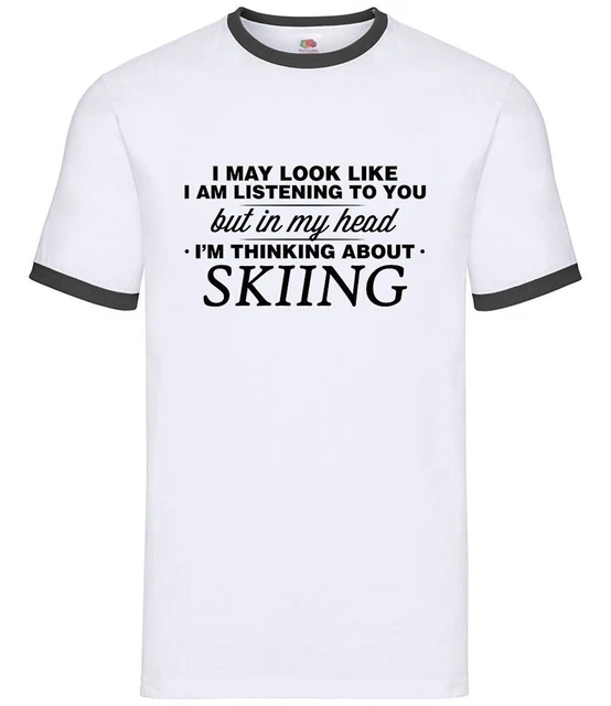 T-shirt Humour Ski "Dans Ma Tête Je Fais Du Ski" - Manches Longues, Coupe Classique, Coton | Pour Skieurs, Skieuses, Fan De Montagne - 3