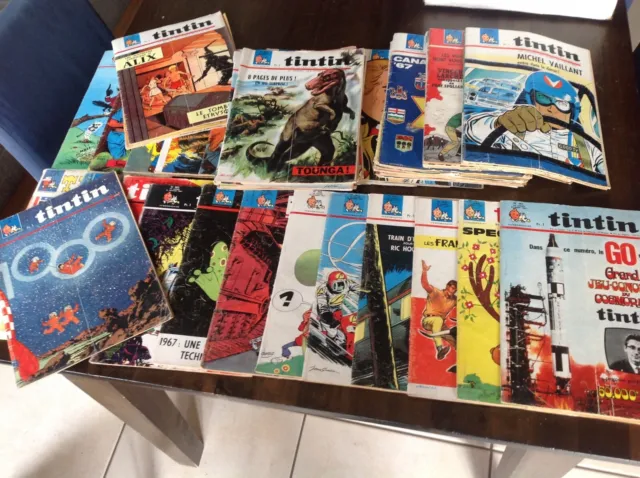 LE JOURNAL DE TINTIN lot de 642 numéros 1955 à 1967 collection 9 ans complets