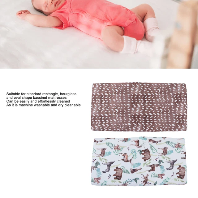 Bassinet Mattress Sheets Elastic 2Pcs Bassinet Sheet Breathable Soft