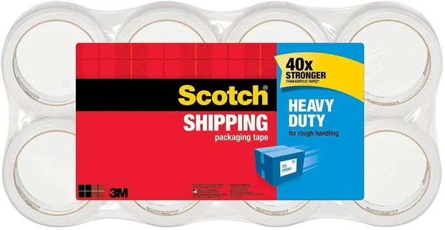 Scotch Heavy Duty Shipping Packaging Tape, 1.88 Inches x 54.6 8-Count, Clear