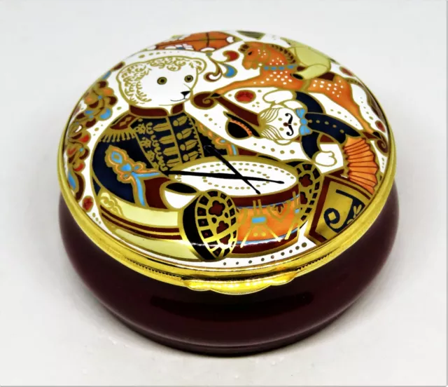Crummles English Enamel Box - Christmas Toys - Teddy Bear Soldier & Drum - Mib Crummles English Enamel Box - Christmas Toys - Teddy Bear Soldier & Drum - Mib