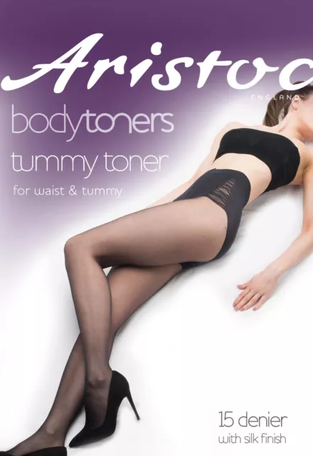 Aristoc Bodytoners Waist & Tummy Shaping Tights 15 Denier Satin Shine High Leg