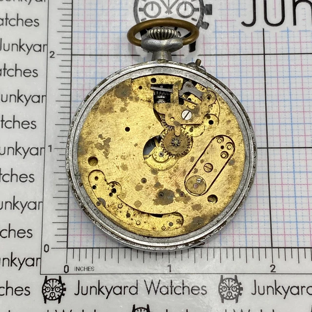 VINTAGE CHROME J.F. Cylinder Escapement Pocket Watch Repair Parts