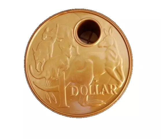 Australian $1 Big Dollar Easy Saver Plastic Money Box  Bank  Gold New