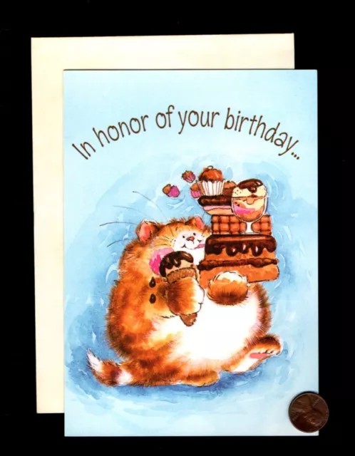 HTF Birthday Cat Ice Cream Desserts - Margaret Sherry Greeting Card W/ TRACKING 2