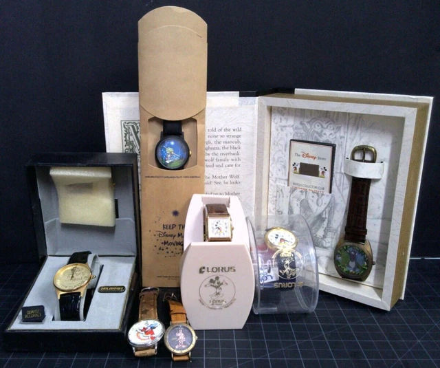 Lot of (7) Vintage Disney Watches Untested As Is No Battery Lorus Helbros Fossil