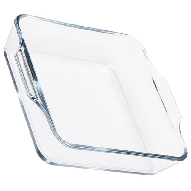 Molde de pastel transparente de vidrio, molde para hornear, placa para hornear, sartén de queso asado con doble mango